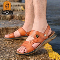 LAORENTOU Men's Non Slip Sandals Wear resistant Comfy Beach Shoes