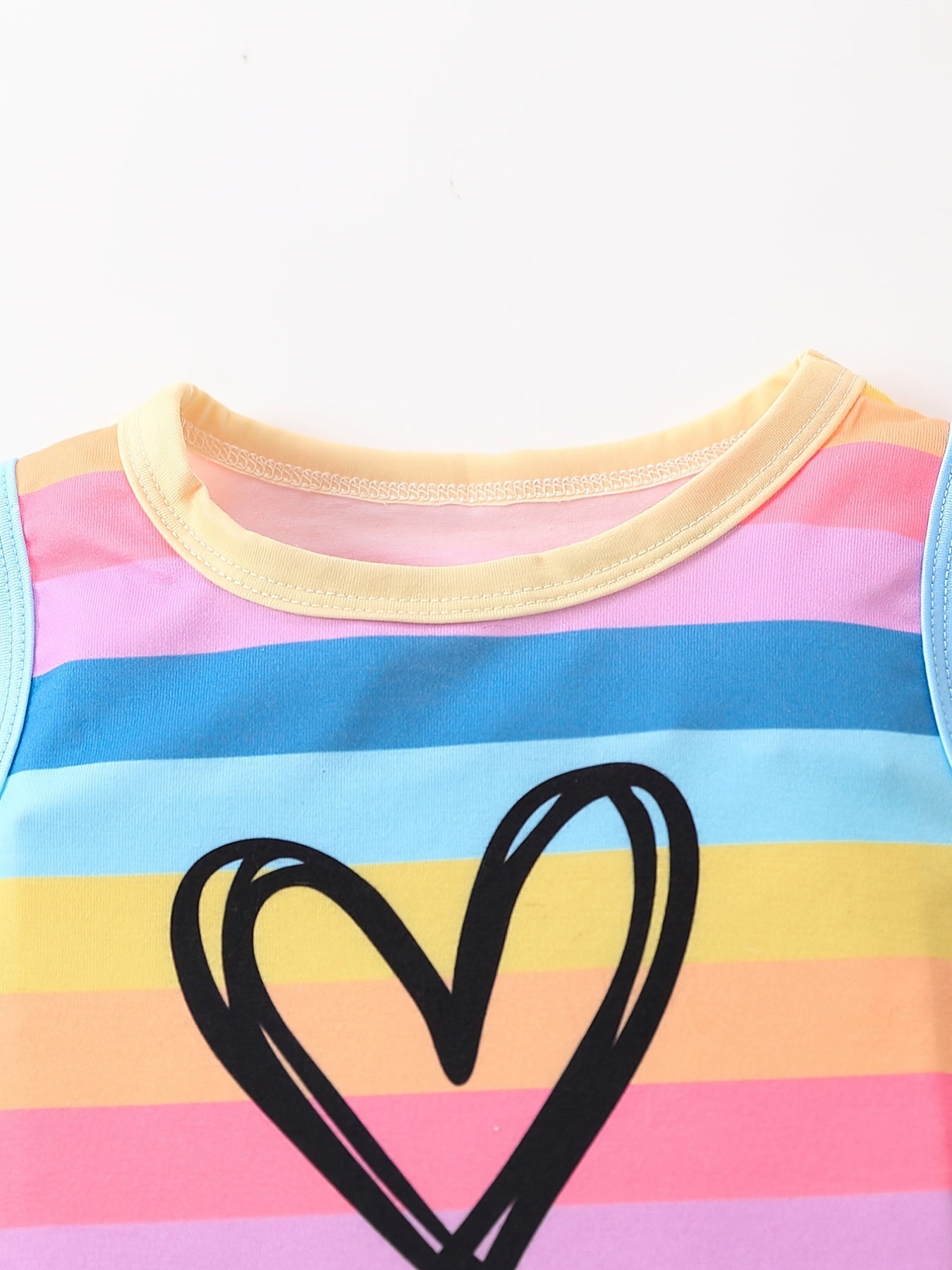Toddler Boy's Colorful Stripe Pattern 2pcs Tank Top & Shorts Set