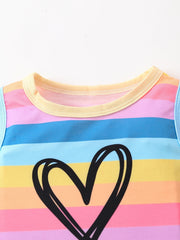 Toddler Boy's Colorful Stripe Pattern 2pcs Tank Top & Shorts Set