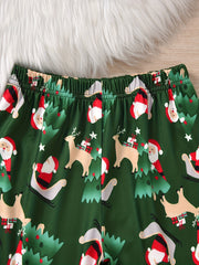 2pcs Christmas Style Kid's Pajamas Set Santa Elk Pattern Loungewear
