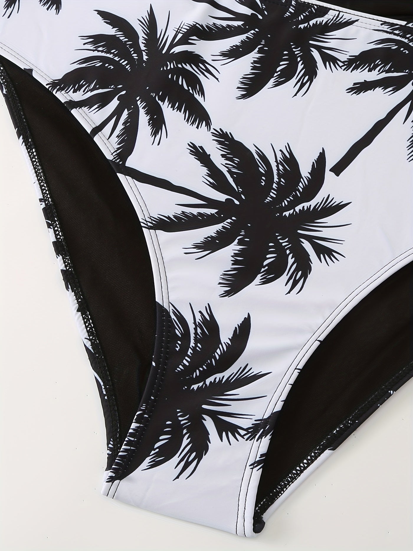 Lace Up Halter Tankini Set Tropical Panty Swim