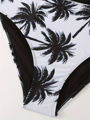 Lace Up Halter Tankini Set Tropical Panty Swim