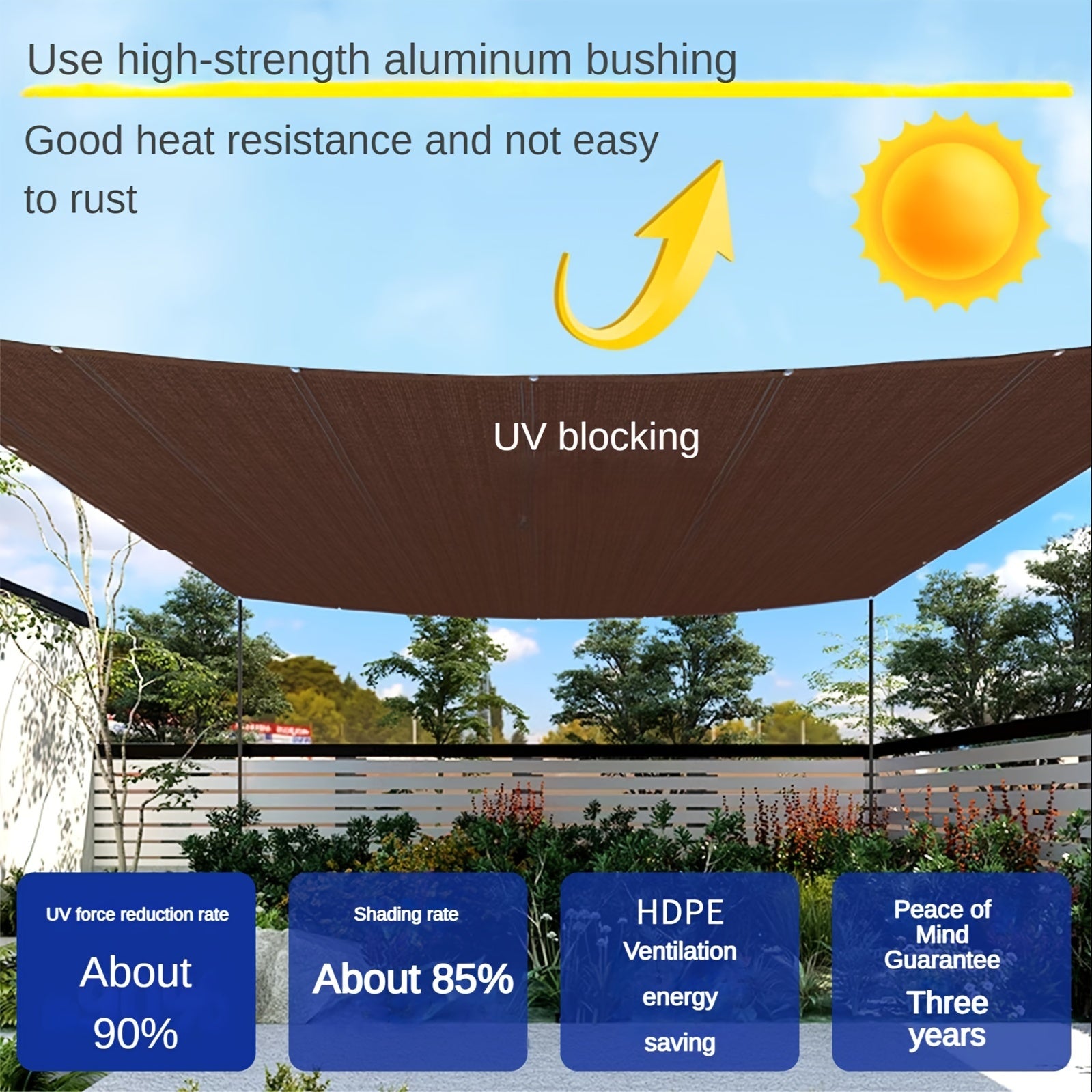 Rectangular Sunshade Sail for Outdoor Activities