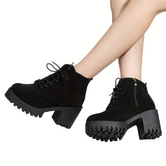 Chunky Heeled Ankle Boots Lace Up Platform Boots Oktoberfest Dress Shoes