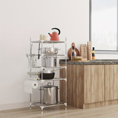 Multifunctional Metal Storage Shelf for Floor Cooker and Tableware