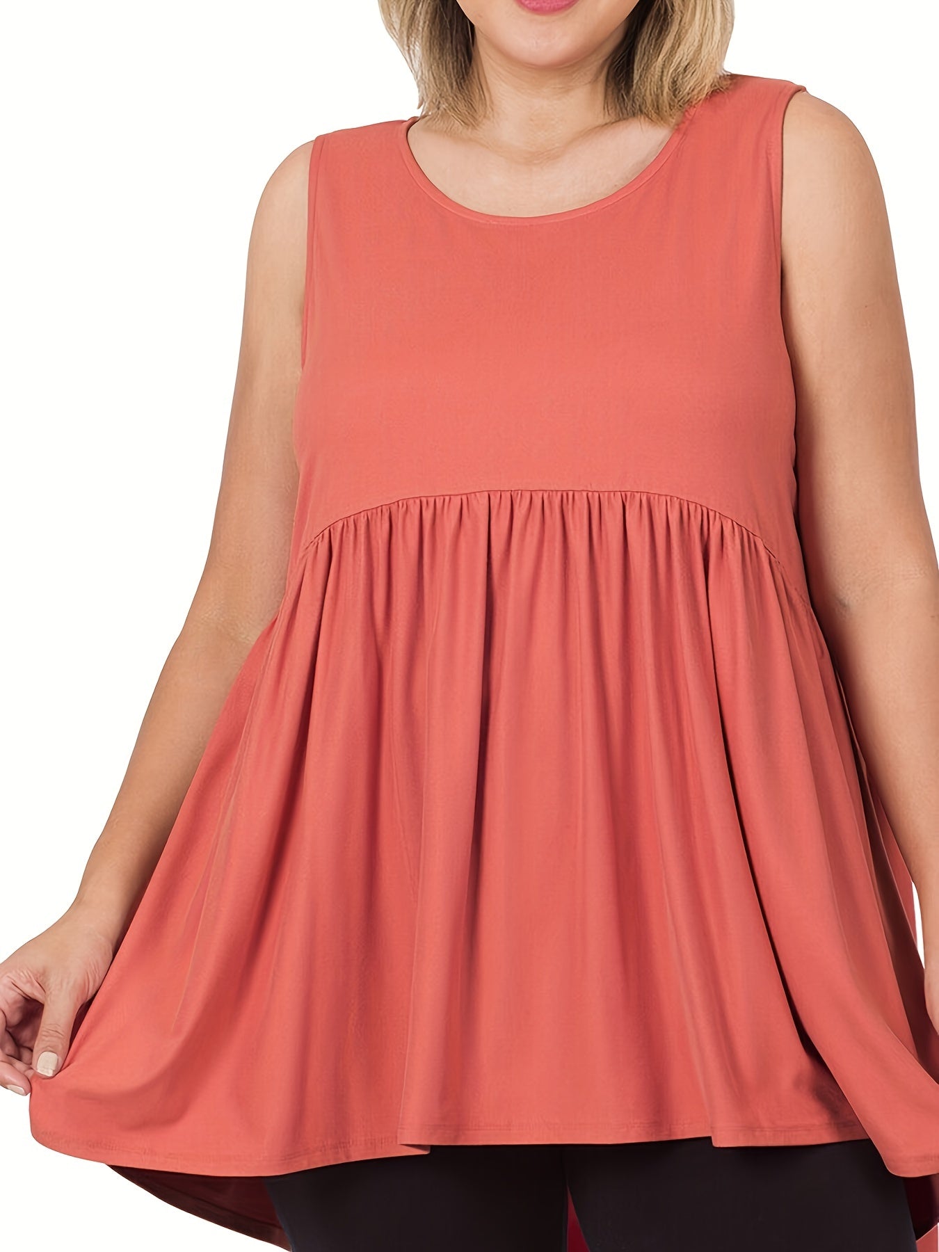 Solid Peplum Tunic Tank Top