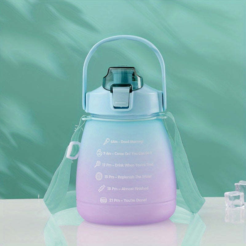1300ml Motivational Water Bottle with Time Marker & Strap