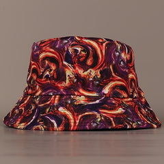 Red Reversible Bucket Hat Abstract Painting Man Unisex Fisherman Cap