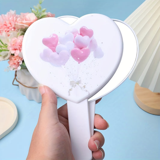 Heart Shape Makeup Mirror Portable Cosmetic Touch up Mirror With Handle