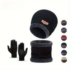 Winter Knitted Hat Scarf Gloves Set For Women Men