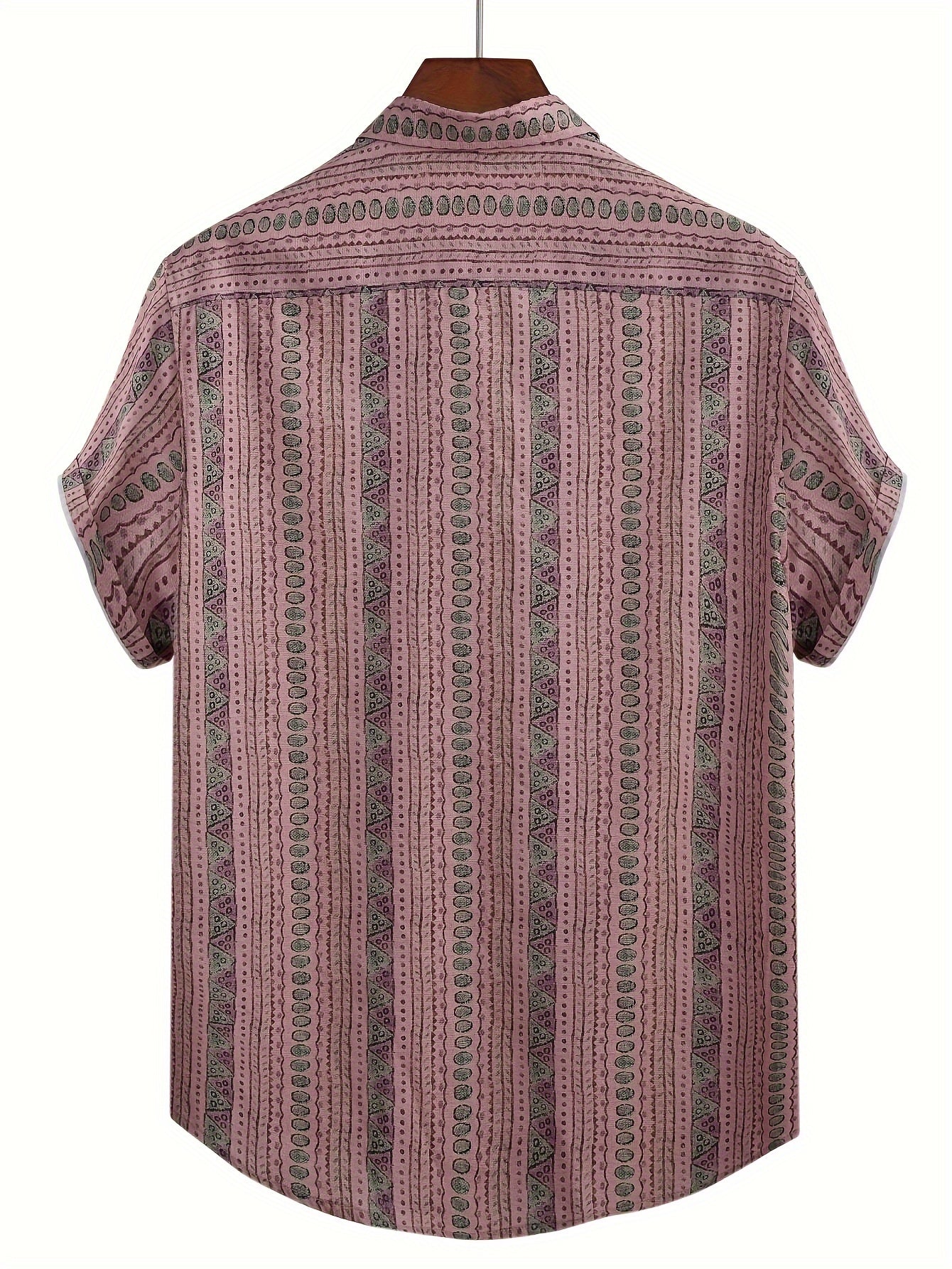 Men's Vintage Striped Shirt Button Up Short Sleeve Shirt