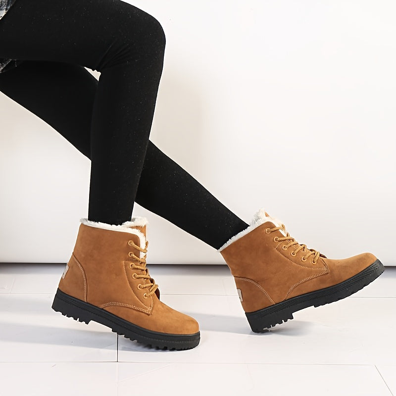 Women's Non Slip Lace Up Outdoor Boots Warm Hiking Boots