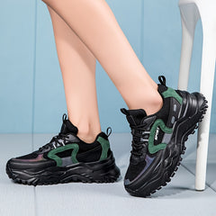 Women's Letter Lace up Chunky Sneakers Non slip Thick Sole Running Shoes