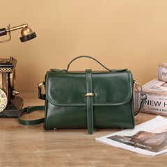 Large Capacity Leather Handbag European Style Clasp Closure Beige Yellow Green