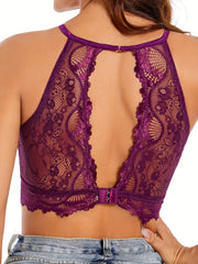 Lace Wireless Bra Halter Cut Out Comfy & Breathable Women's Lingerie