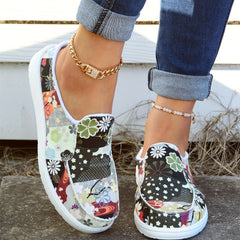 Women's Flower Patchwork Mules Sneakers Slip on Flat Slippers