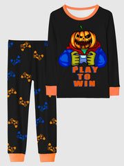 2pcs Halloween Pajamas Set for Kids Long Sleeve Top & Pants Boy's Loungewear