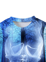 3D Skull Long Sleeve Outdoor T shirt Youth Halloween Tees