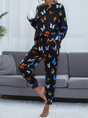 Tie Dye Print Lounge Set Long Sleeve Top & Pants Women's Loungewear