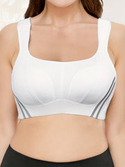 Sporty Bra Women's Plus Stripe Contrast Mesh Cut Out Bra