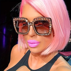 Vintage Rhinestone Square Sunglasses for Women