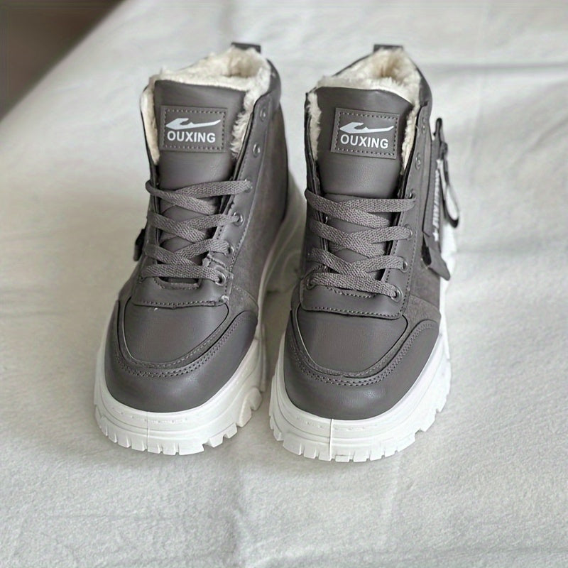 Women's Plush Lined Thermal Snow Boots Non Slip Chunky Shoes