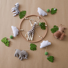 Leaf & Animal Baby Crib Mobile w/ Soft Plush Toys Vibrant Nursery Decor