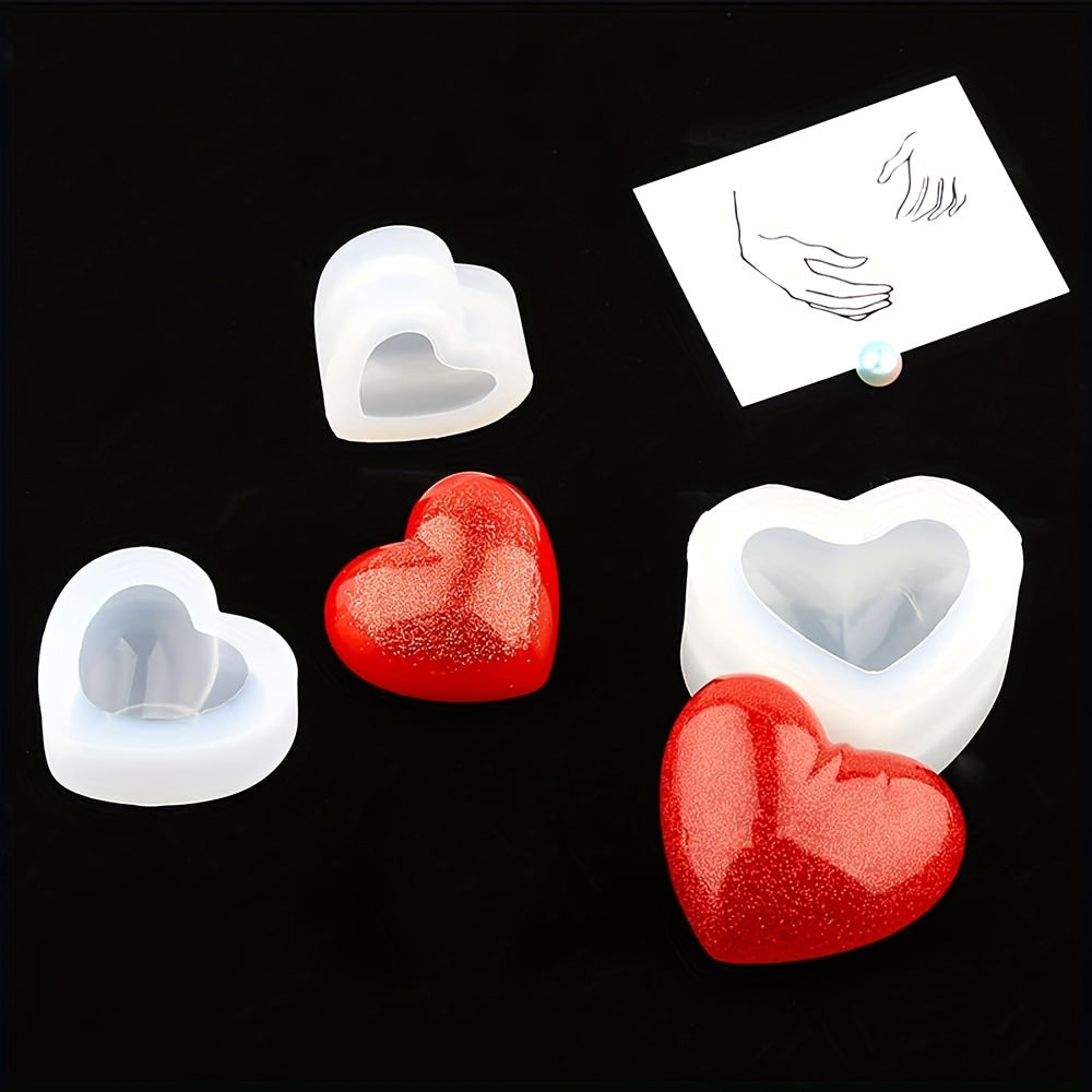 3D Heart Shape Resin Mold for DIY Craft - Heart Keychain Charms