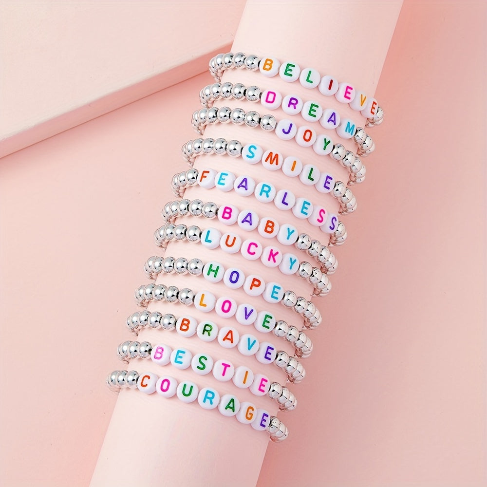 12pcs Encouraging Beaded Bracelets for Girls - Kids Accessories