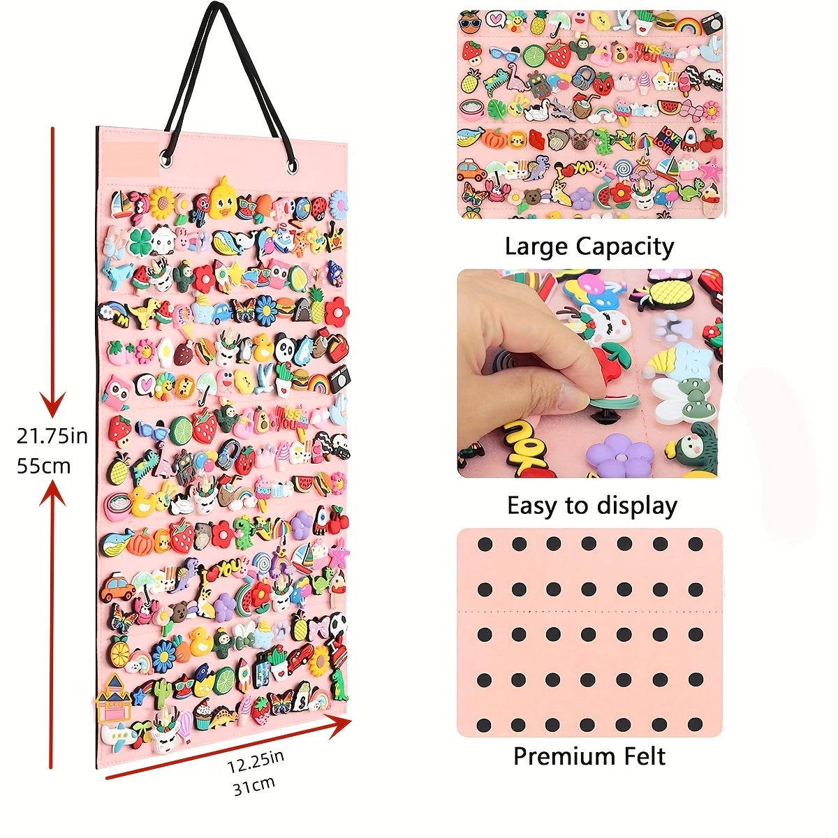Shoe Charms Organizer with 150 Holes - Shoe Charm Holder for Charms Display