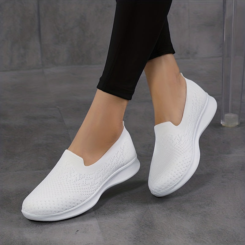 Women's Lightweight Loafers Flying Woven Walking Shoes Slip on Casual