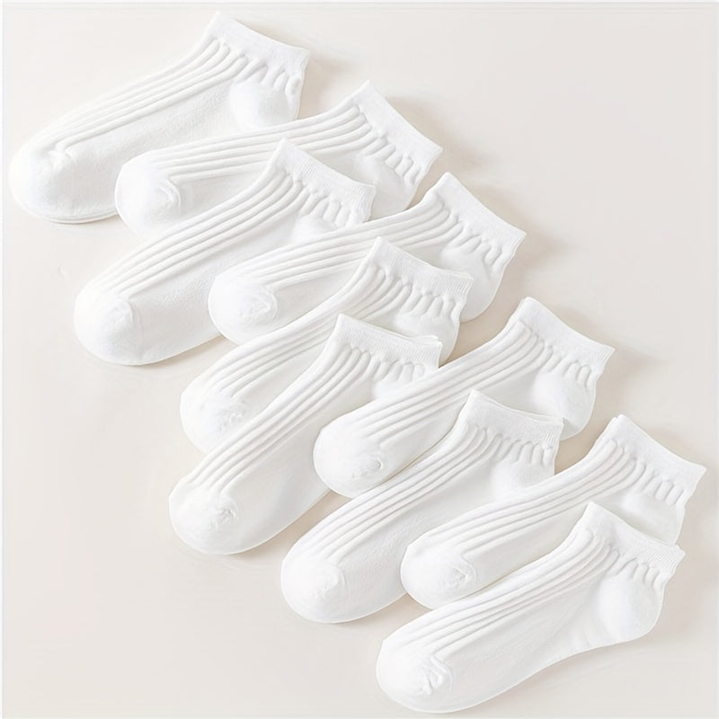 10 Pairs Solid Socks Soft & Comfy Women's Stockings