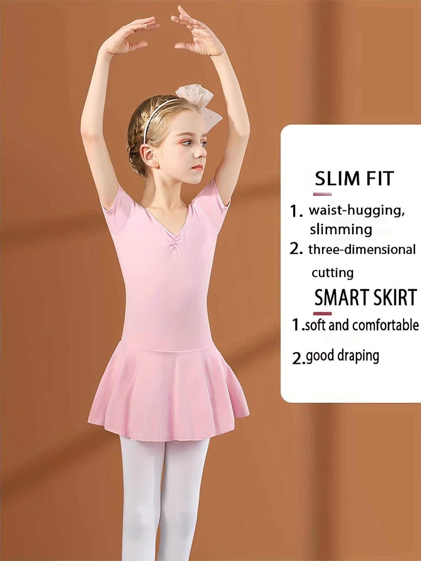 Girls Short Sleeve V Neck Ballet Leotard