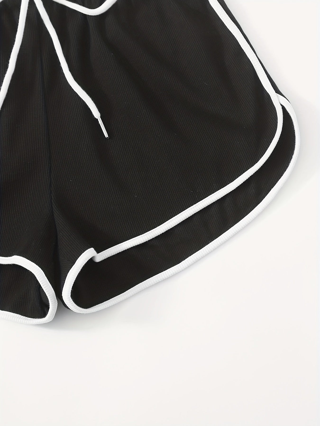 Contrast Trim Drawstring Shorts Women's Clothing