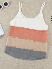Eyelet Spaghetti Strap Knitted Cami Top for Summer