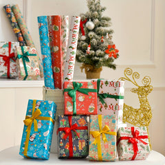 8pcs Christmas Gift Wrapping Paper Santa Claus Christmas Tree Cartoon
