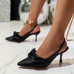 Bow Tie Stiletto Slingbacks Kitten Heels Sandals
