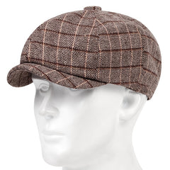 Men's Plaid Print Short Brim Newsboy Hat