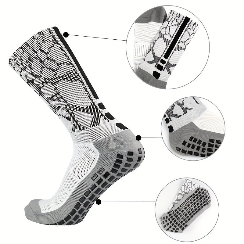 Thickened Non slip Silicone Football Socks - Breathable Mid-calf Athletic Socks