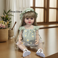 Realistic Reborn Blonde Princess Doll w/ Full Vinyl Body for Collectors & Kids