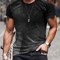 Men's Vintage Style Printed T-Shirt Round Neck Tee for Summer