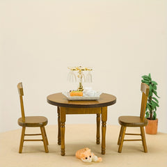 3pcs Wooden Furniture Set Dollhouse Table and Chairs DIY Photography Props