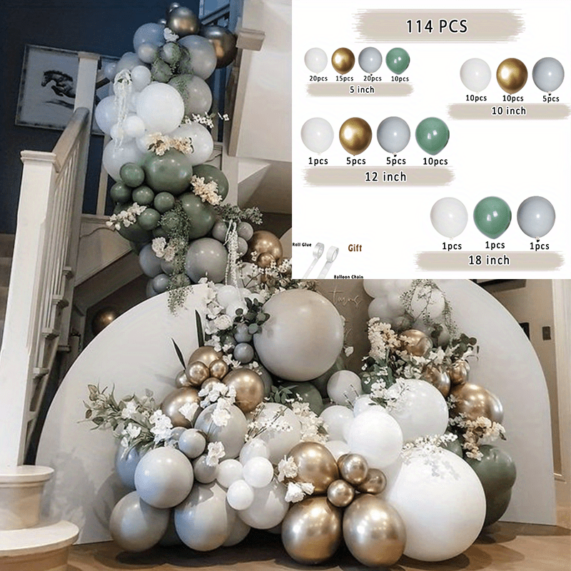 114pcs Avocado Balloon Garland Arch Kit for Weddings Birthdays Baby Showers