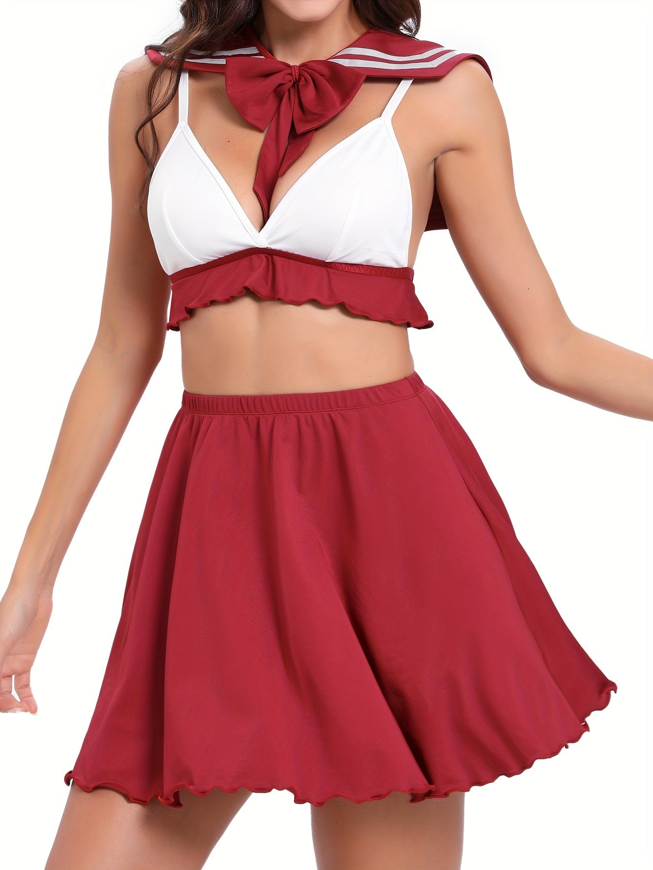 Sexy Sailor Role Play Costume Crop Top & Skirt Lingerie Set