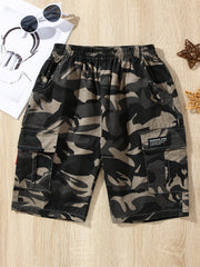 Boys Camo Cargo Shorts Elastic Waist Summer Clothes