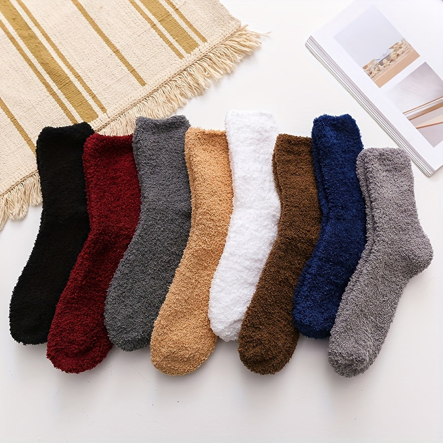 Winter Fleece Socks Men's Women's Warm Solid Soft Floor Socks