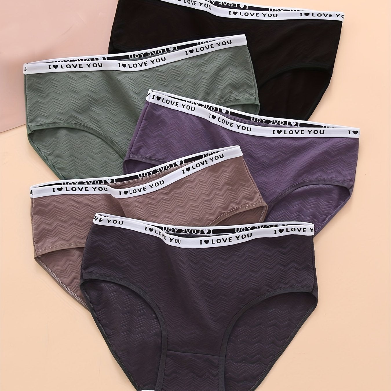 5 Pack Plus Size Panties Set Women's Plus Comfort Textured