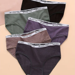5 Pack Plus Size Panties Set Women's Plus Comfort Textured