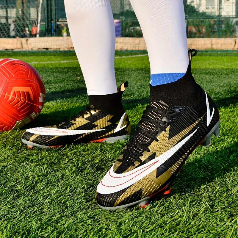 Men's Spiked Football Boots Outdoor Lightning Pattern Anti-skid Soccer Cleats