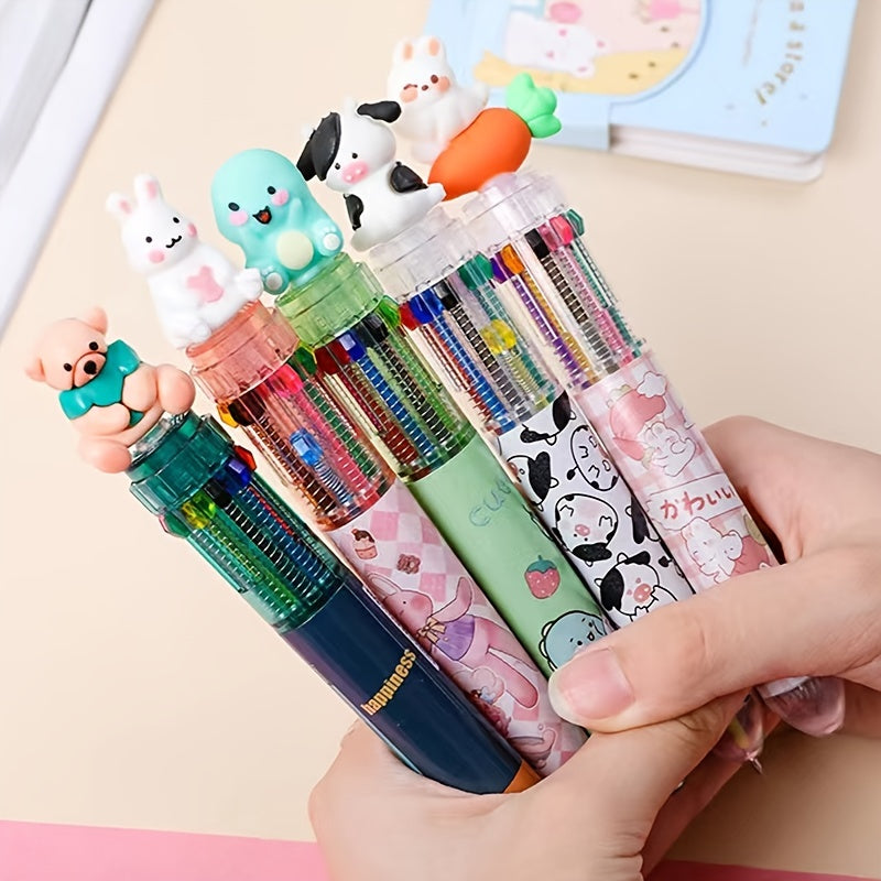 Kids Cartoon 10 Colors Ballpoint Pen Student Hand Account Pen Painting Brush